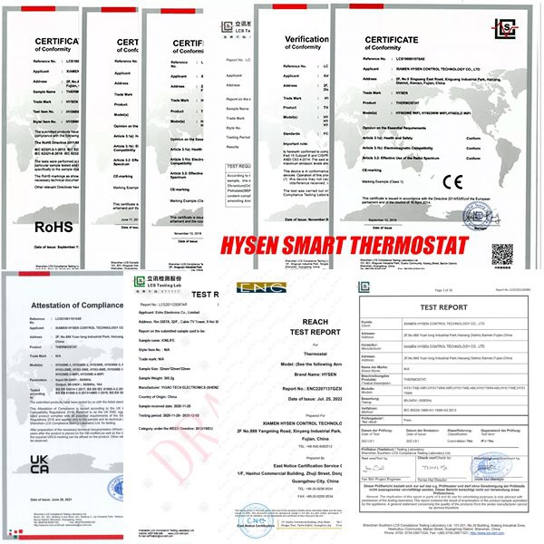 certification of hy02TPR thermostat certification of hy02TPR thermostat